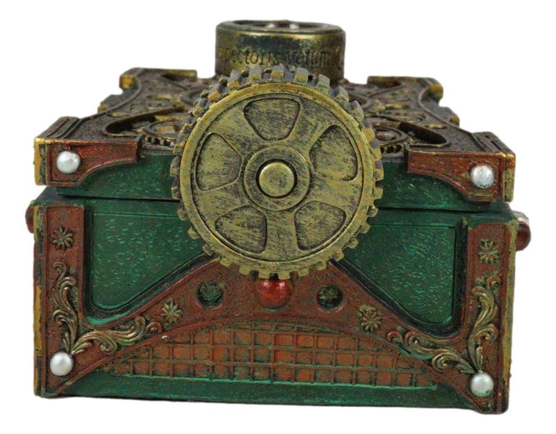 Steampunk Mechanical Gears Design Secret Jewelry Box With Navigational Compass-1