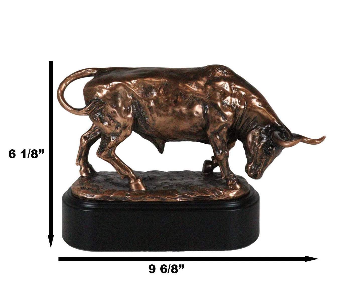 Wall Street Charging Bull Bronze Electroplated Resin Statue With Pedestal Base-6