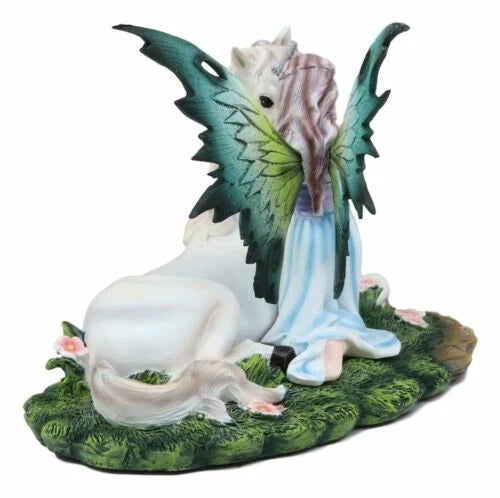 Beautiful Fae Goddess Fairy Princess With Rare Unicorn Friend Statue Magic Decor-6
