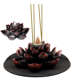 Buddha Padma Lotus Incense Stick Backflow Cone Holder Burner Figurine-2