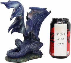 Estatua de dragón de medianoche azul brillante de fantasía en reposo, 20 cm de largo, Tierra de los Dragones-4
