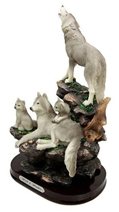Moon Howling Timberwolves Wolf Pack Family Decorative Figurine 8.5"H-5