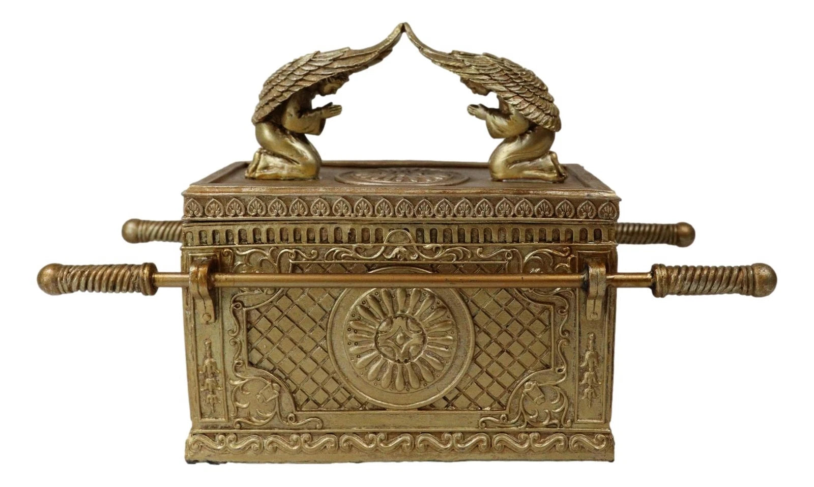 Golden Ark Of The Covenant With Cherubim Angels Decorative Box 9.5"L (1:8 Scale)-6