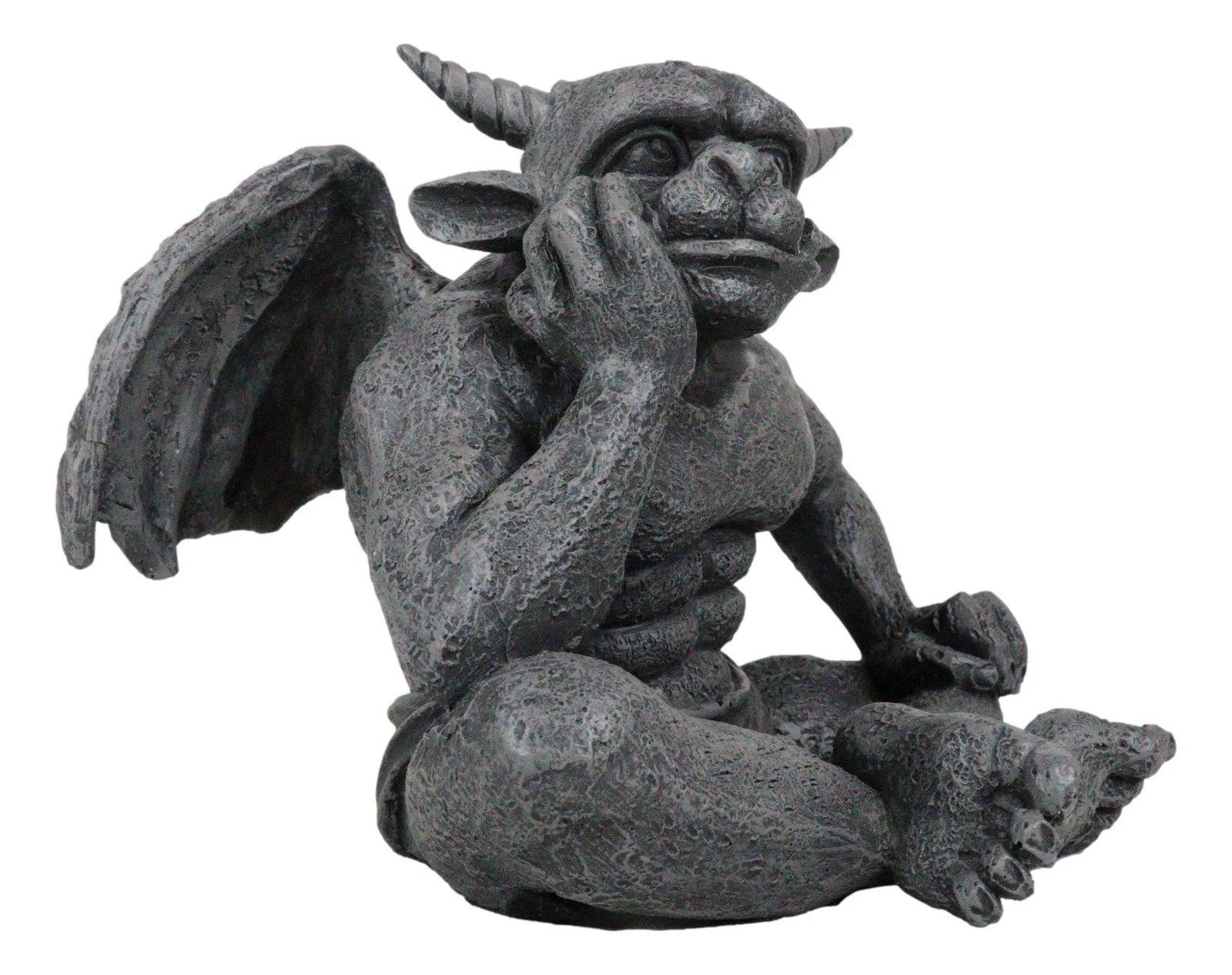 Gargoyle Figurine, Carved Small Statue, 6.5 Inches, Horned Sitting Dreamer Sculpture, Gothic Decor, Suitable for Desk, Shelf, Home, Office, or Fantasy Room Decoration, Collectible Ornament-3