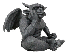 Gargoyle Figurine, Carved Small Statue, 6.5 Inches, Horned Sitting Dreamer Sculpture, Gothic Decor, Suitable for Desk, Shelf, Home, Office, or Fantasy Room Decoration, Collectible Ornament-3