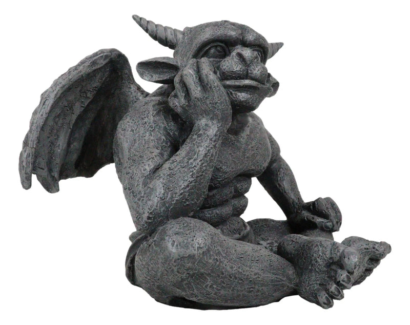 Gargoyle Figurine, Carved Small Statue, 6.5 Inches, Horned Sitting Dreamer Sculpture, Gothic Decor, Suitable for Desk, Shelf, Home, Office, or Fantasy Room Decoration, Collectible Ornament-3