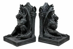 Medieval Age Gothic Sculptural The Thinker Gargoyle Bookends Figurine Set 6.25"H-5