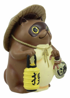 Auspicious Japanese Tanuki Raccoon Dog With Lantern And Sake Figurine Danuki-3
