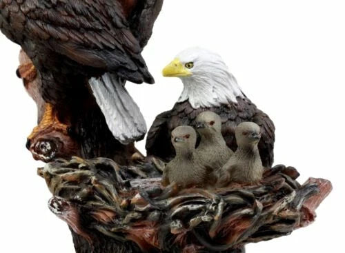 Wildlife Habitat Bald Eagle Family In Nest Statue 12"H Eagle Mate With Nestlings-3