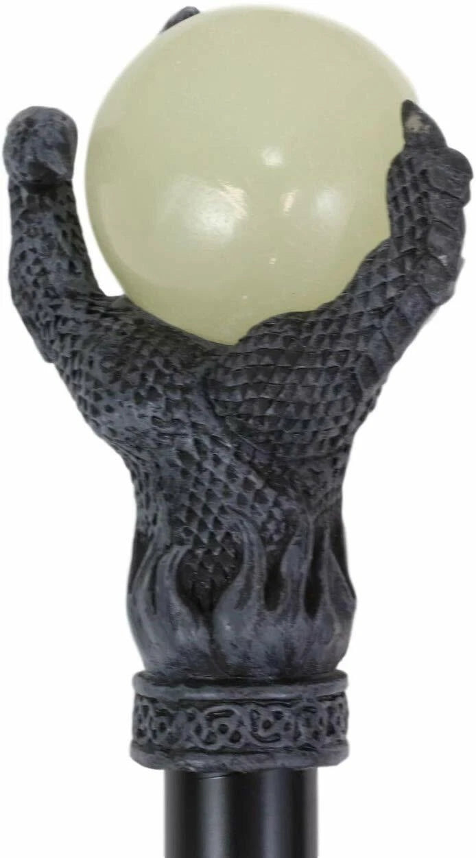 Dragon Claw Walking Cane, Grip of Fire Glow-In-The-Dark Decor Prop, 36" Fantasy Staff for Cosplay, Halloween, Home Display, Collectible, Gothic, Wizard, Mage, Sorcery Accessory-4