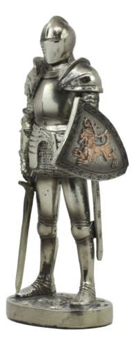 Estatua de armadura medieval de 18 cm de alto, espadachín valiente, caballero corazón de león.-4