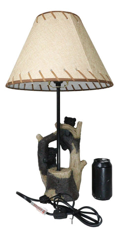 Rustic Western Whimsical Forest Playful Black Bear Cubs Climbing Tree Table Lamp-4
