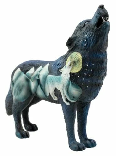Starry Nights Native Tribal Howling Wolf Totem Spirit Figurine Collection 6.25"L-3