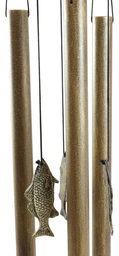 Aluminum Whimsical Summer Pastime Green Frog Fishing In The Pond Tube Wind Chime-4
