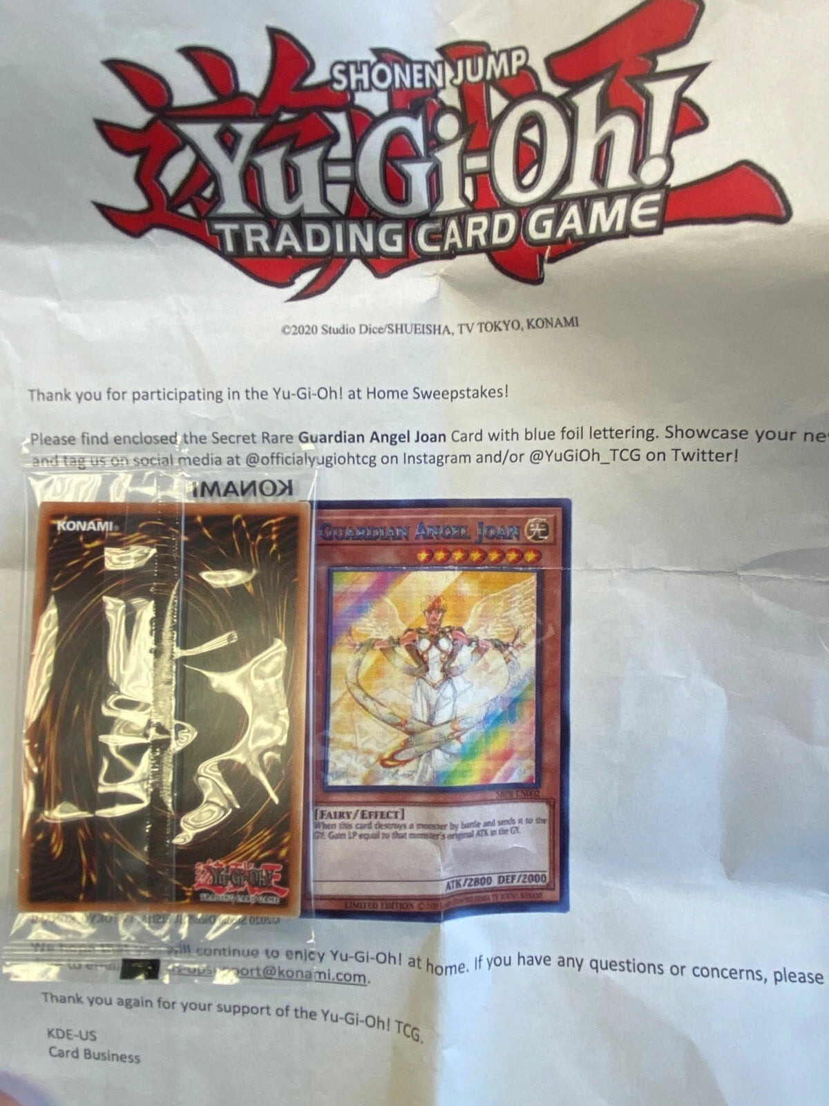 Yugioh Guardian Angel Joan SBPR-EN002 Parallel Secret Rare Promo W/ Letter! NEW!-2