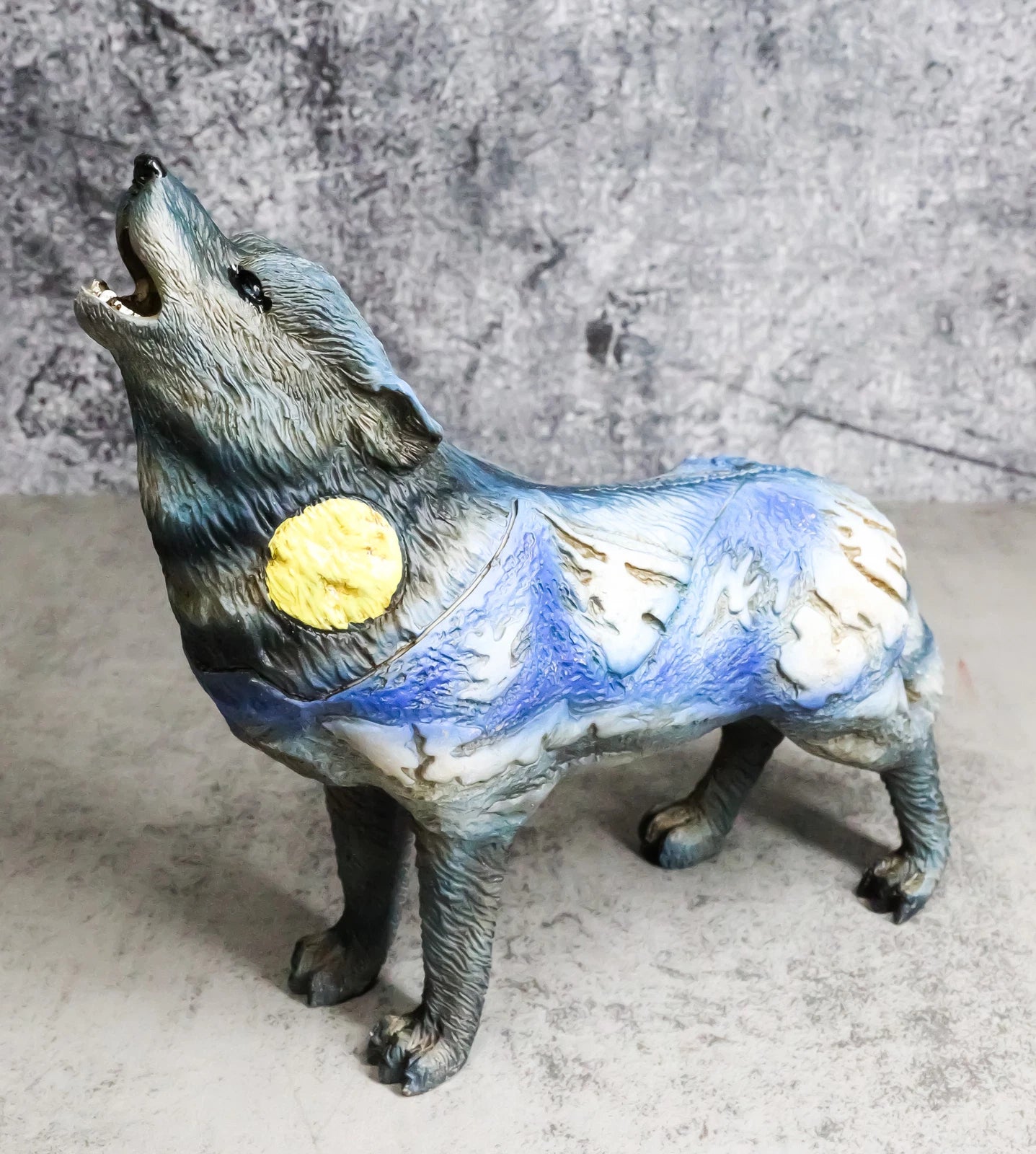Colección de figuras tótem tribales nativas de Moon Mountain, lobo aullador, espíritu, 15 cm de largo-4