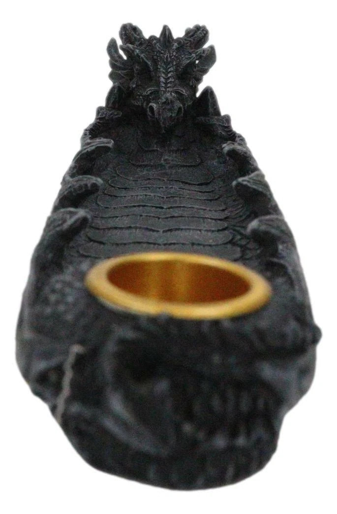 Gothic Gargoyle Dragon Head And Body Incense Burner and Taper Candle Holder-4