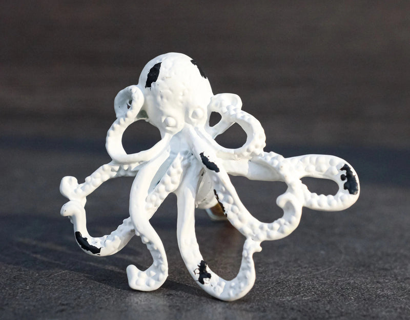 Pack Of 6 Cast Iron Vintage White Sea Octopus Drawer Cabinet Door Pull Knobs-3