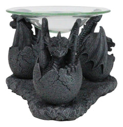 Fantasy Trio Gargoyle Dragons in Eggs Hatchling Candle Oil Burner Figurine-1
