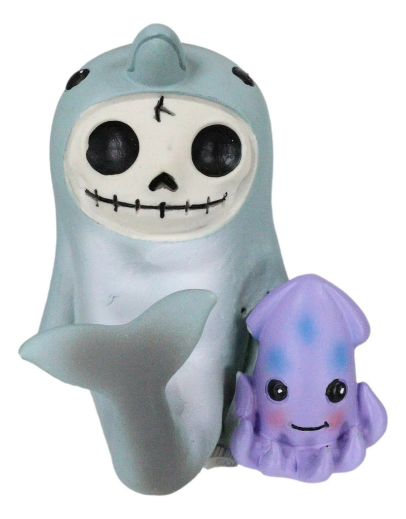 Furrybones Sonar Sea Dolphin Fish With Purple Squid Skeleton Figurine Furry Bone-3