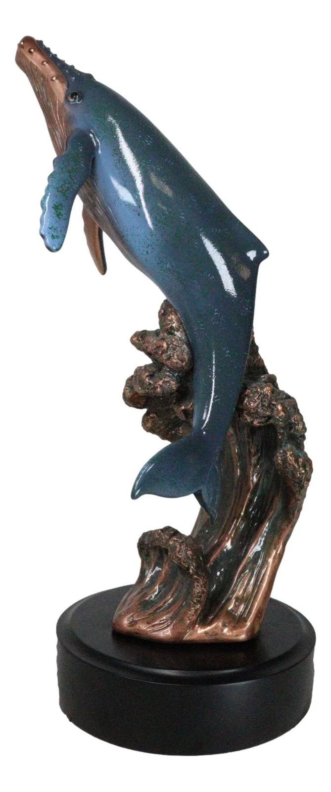 Large Nautical Ocean Marine Baleen Humpback Whale Breaching Water Statue-6