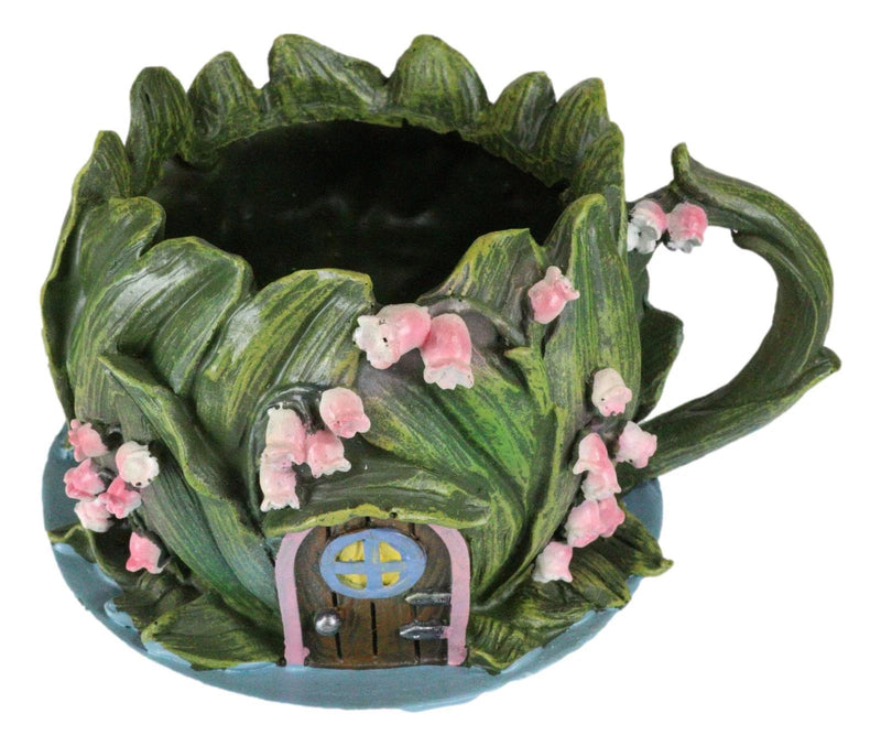 Fairy Garden Leaf Foliage Teacup Cottage House Floral Planter Vase Figurine-6