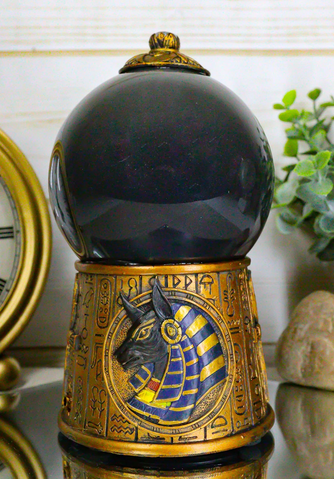 Figura de bola de tormenta de arena negra Anubis, dios egipcio de la momificación y la vida después de la muerte-2