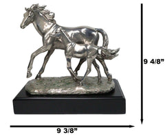 Western Horse and Foal Chrome Electroplated Resin Figurine With Museum Base-5