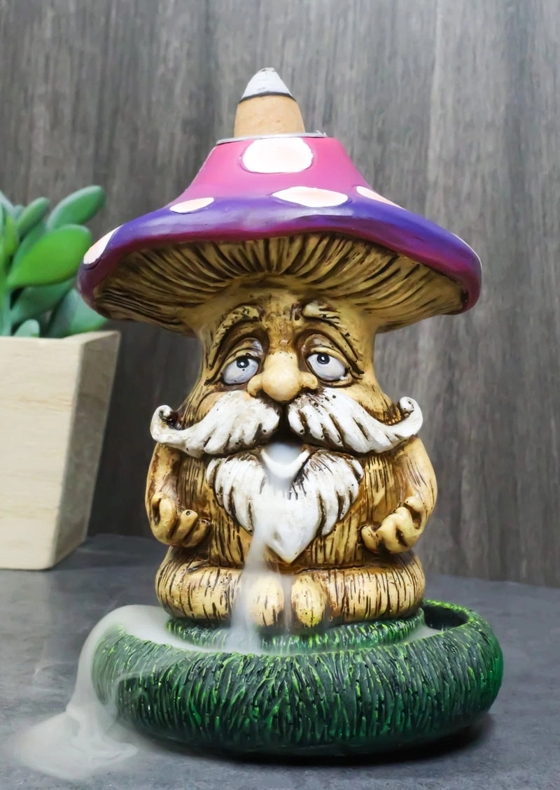Whimsical Purple Toadstool Mushroom Greenman On Greens Backflow Incense Burner-1
