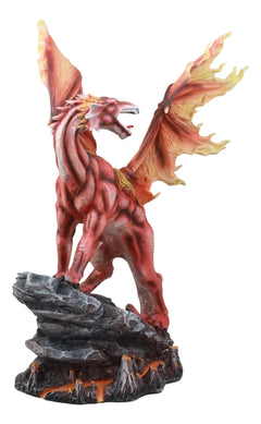 Large Red Magma Lava Smaug Dragon On Volcanic Rock Statue Fantasy Home Decor-3