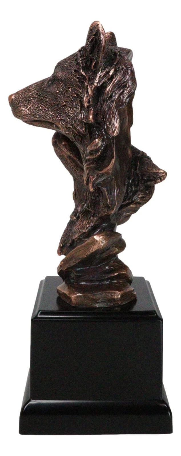 Forest Moonlight Lovers 2 Wolves Bust Bronze Electroplated Resin Statue-4