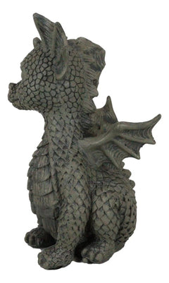 Whimsical Dainty Garden Dragon Sitting Figurine Faux Stone Fantasy Decor-4
