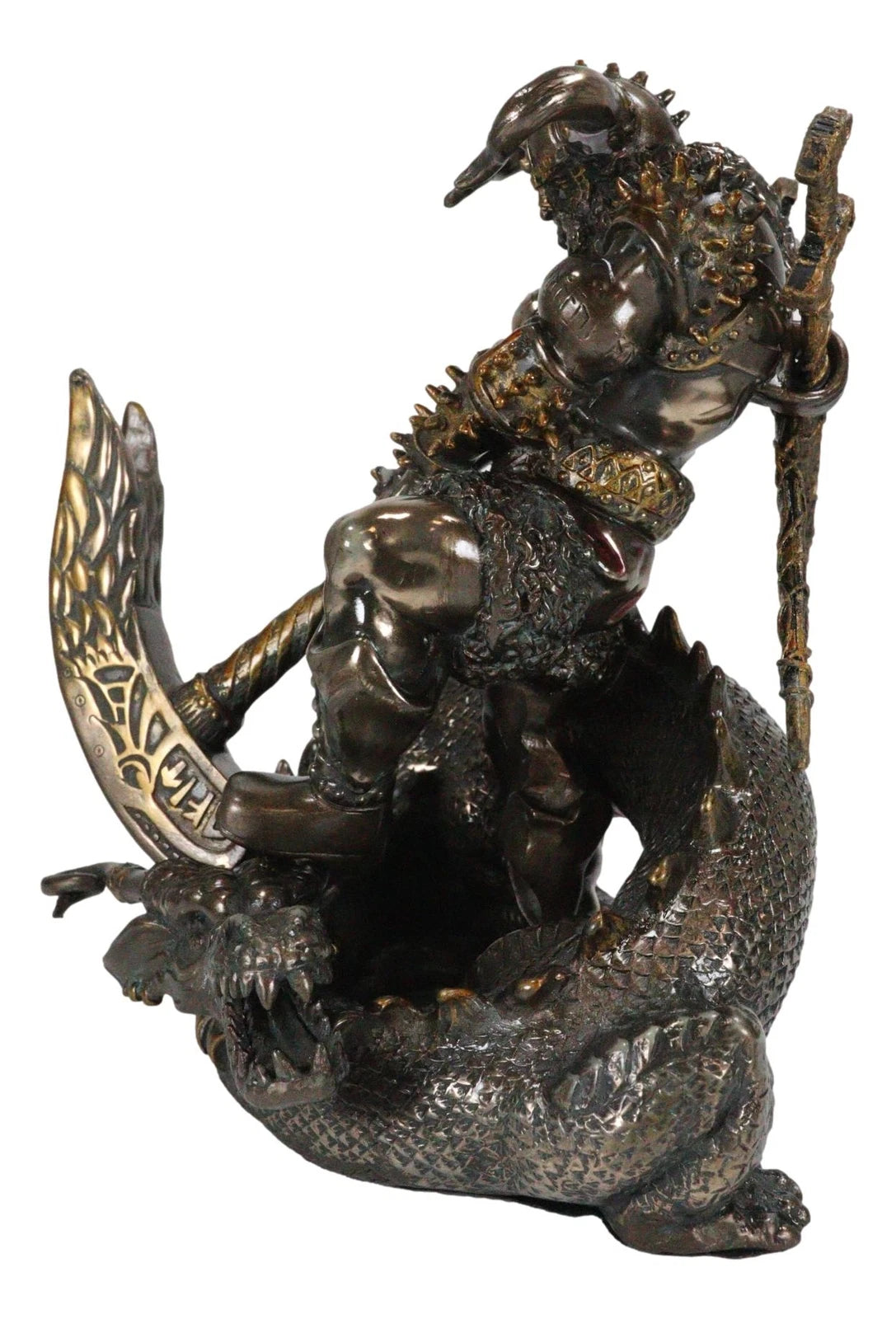 Thor Ragnarok Figurine Norse Donar Slaying Midgard Dragon With Mjolnir Hammer-3