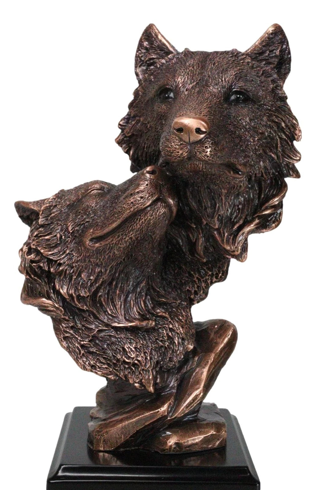 Forest Moonlight Lovers 2 Wolves Bust Bronze Electroplated Resin Statue-5