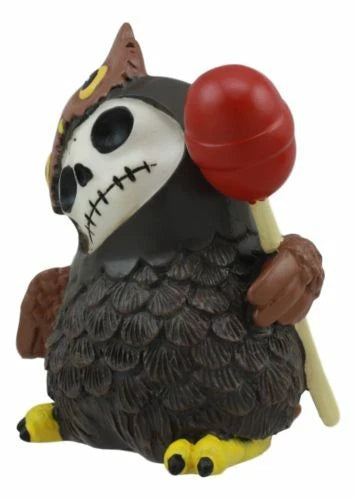 Furrybones Hootie The Great Horned Owl With Red Lollipop Skeleton Figurine 3"H-5