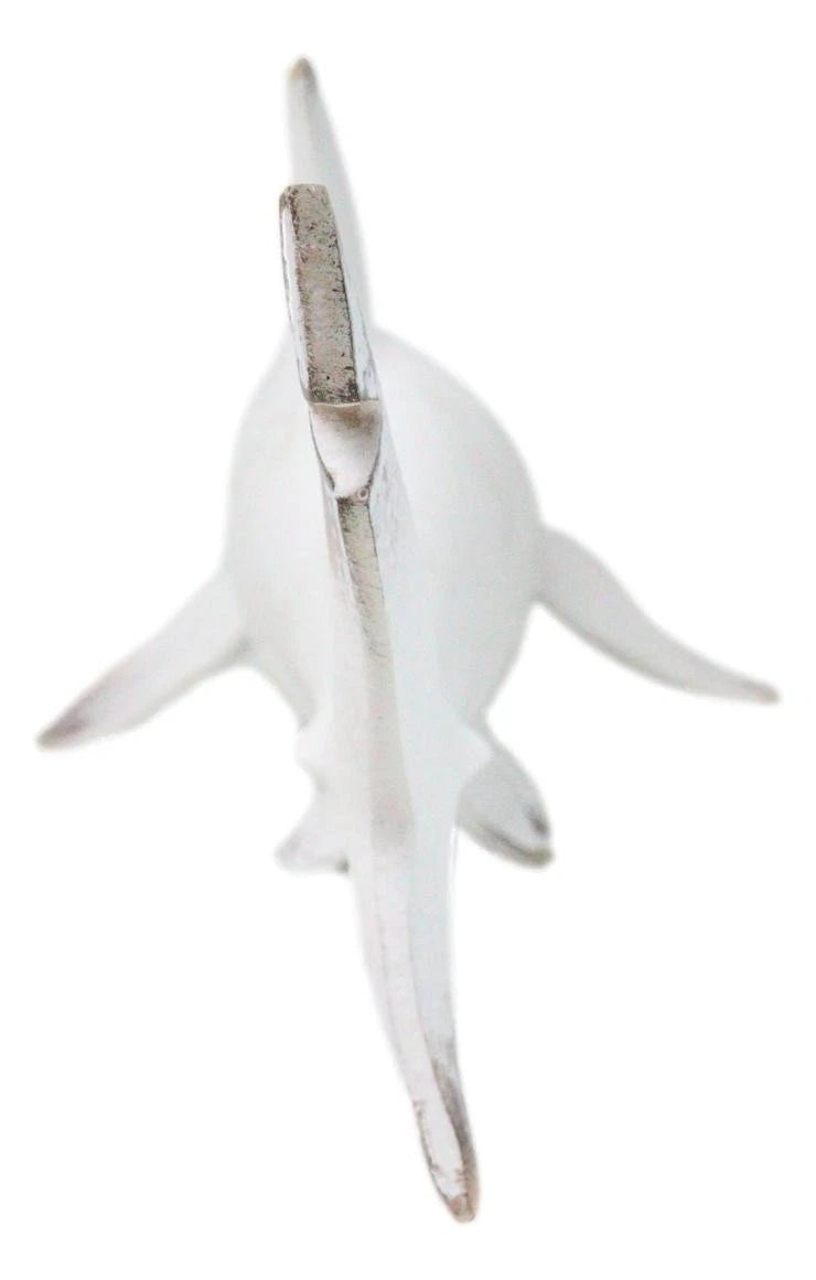 Nautical Ocean Marine Great White Shark Swimming Antiqued White Figurine 19.5"L-5
