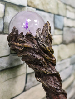 Bastón de vides retorcidas del mago Merlín con mango de orbe morado, 170 cm de largo-5