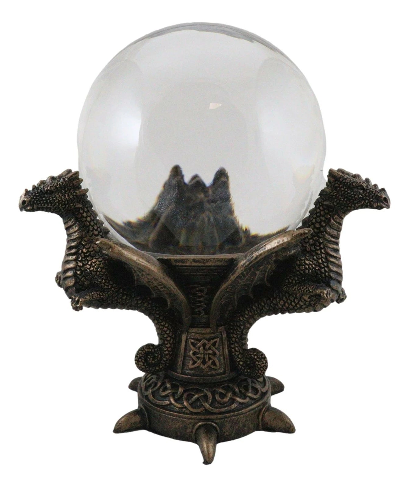 Celtic Guardian Leviathan Trinity Dragon Meditation Gazing Ball Wicca Figurine-6