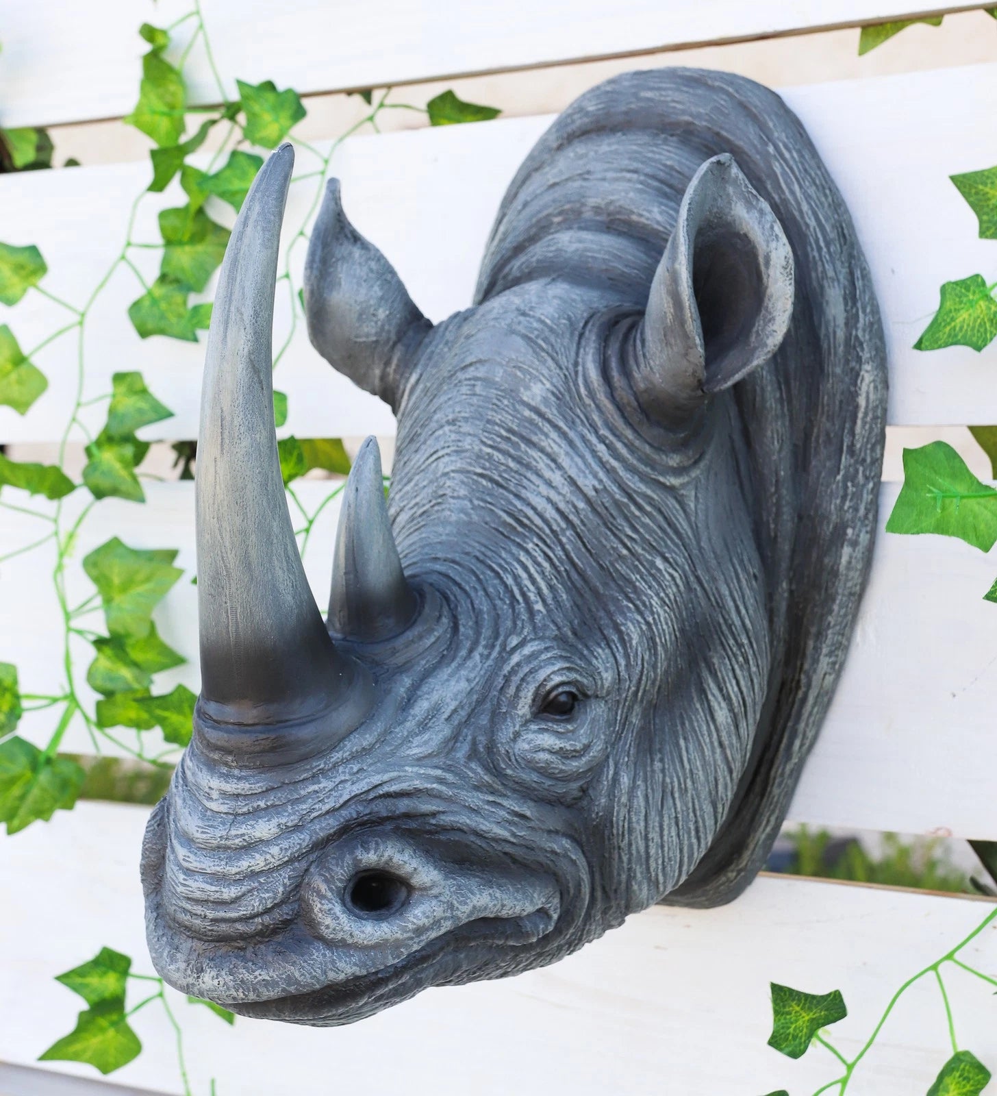 Safari Black Rhino Wall Plaque 14.5"H Taxidermy Rhinoceros Wall Decor Sculpture-1