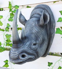 Safari Black Rhino Wall Plaque 14.5"H Taxidermy Rhinoceros Wall Decor Sculpture-1