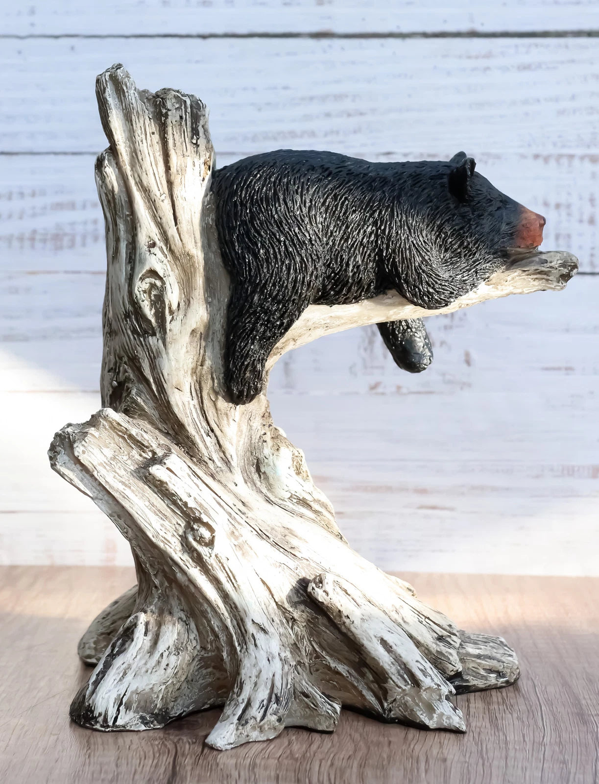 Lazy Days Of Summer Black Bear Sleeping On Tree Branch Statue-3