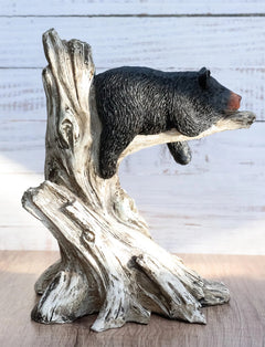 Lazy Days Of Summer Black Bear Sleeping On Tree Branch Statue-3