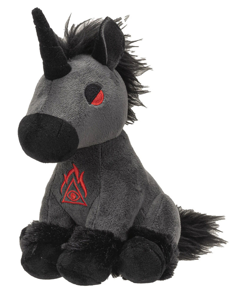 Mythical Fantasy Legend Black Dark Unicorn Hell Steed Luxe Soft Plush Toy Doll-1
