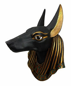 Egyptian Deity Anubis God Of Afterlife Bust Wall Plaque 15.5"H Figurine-4