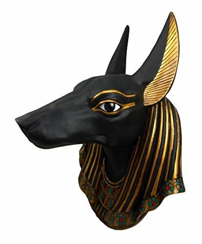 Egyptian Deity Anubis God Of Afterlife Bust Wall Plaque 15.5"H Figurine-4