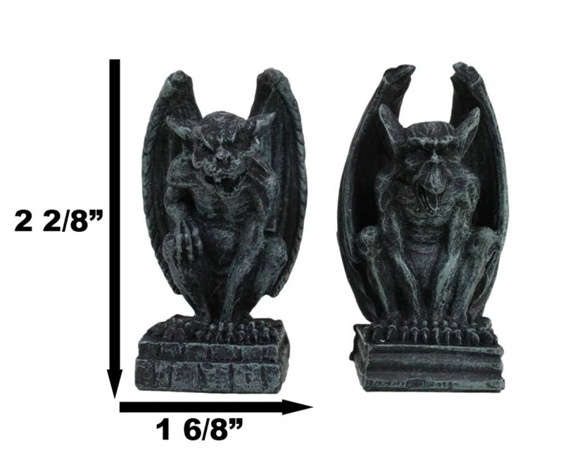 Gothic Notre Dame Guardian Mini Gargoyle Statue Set of 2 Miniature Fairy Garden-6