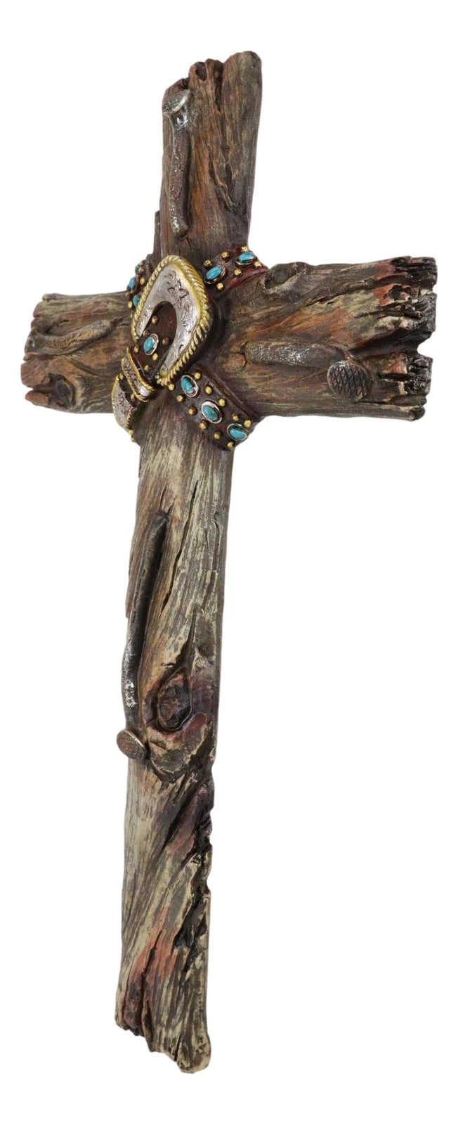 Set of 3 Rustic Western Turquoise Rocks Belt Buckle Conchos Wall Crosses Decor-2