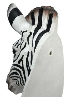 Madagascar Large Zebra Head Wall Decor Plaque 16"Tall Taxidermy Decor Sculpture-2