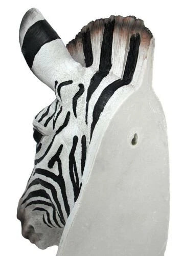 Madagascar Large Zebra Head Wall Decor Plaque 16"Tall Taxidermy Decor Sculpture