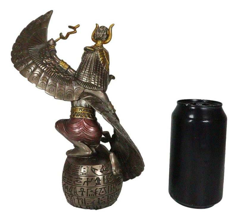 Egyptian Goddess Figurine, Isis & Ra Holding Ankh Statue 9" Tall, Collectible Home Decor, Shelf Display, Desk Accent, Ancient Egypt Mythology, Egyptian Home Ornament Gift-2